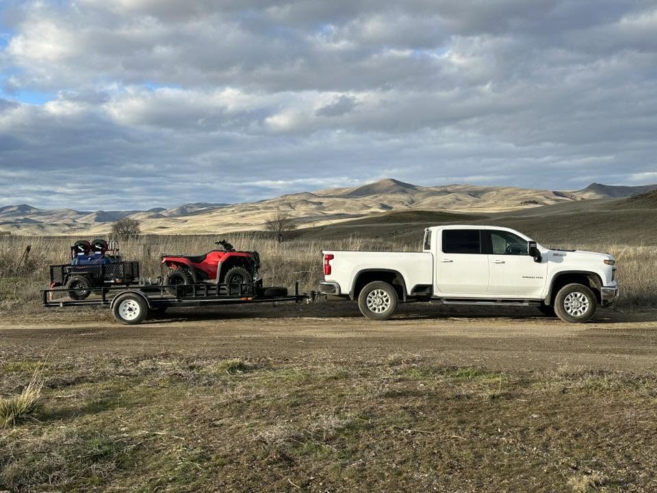 Battleground Gopher Control truck and equipment in the Idaho foothills